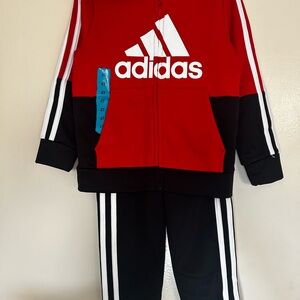 Adidas Kids Red and Black Tracksuit 4T